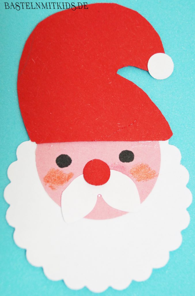 Basteln mit Kindern - Weihnachtsmann Vorlage für Weihnachtskarten