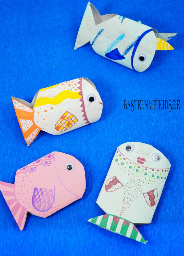 Fische basteln mit Kindern und Kleinkindern - Bastelnmitkids